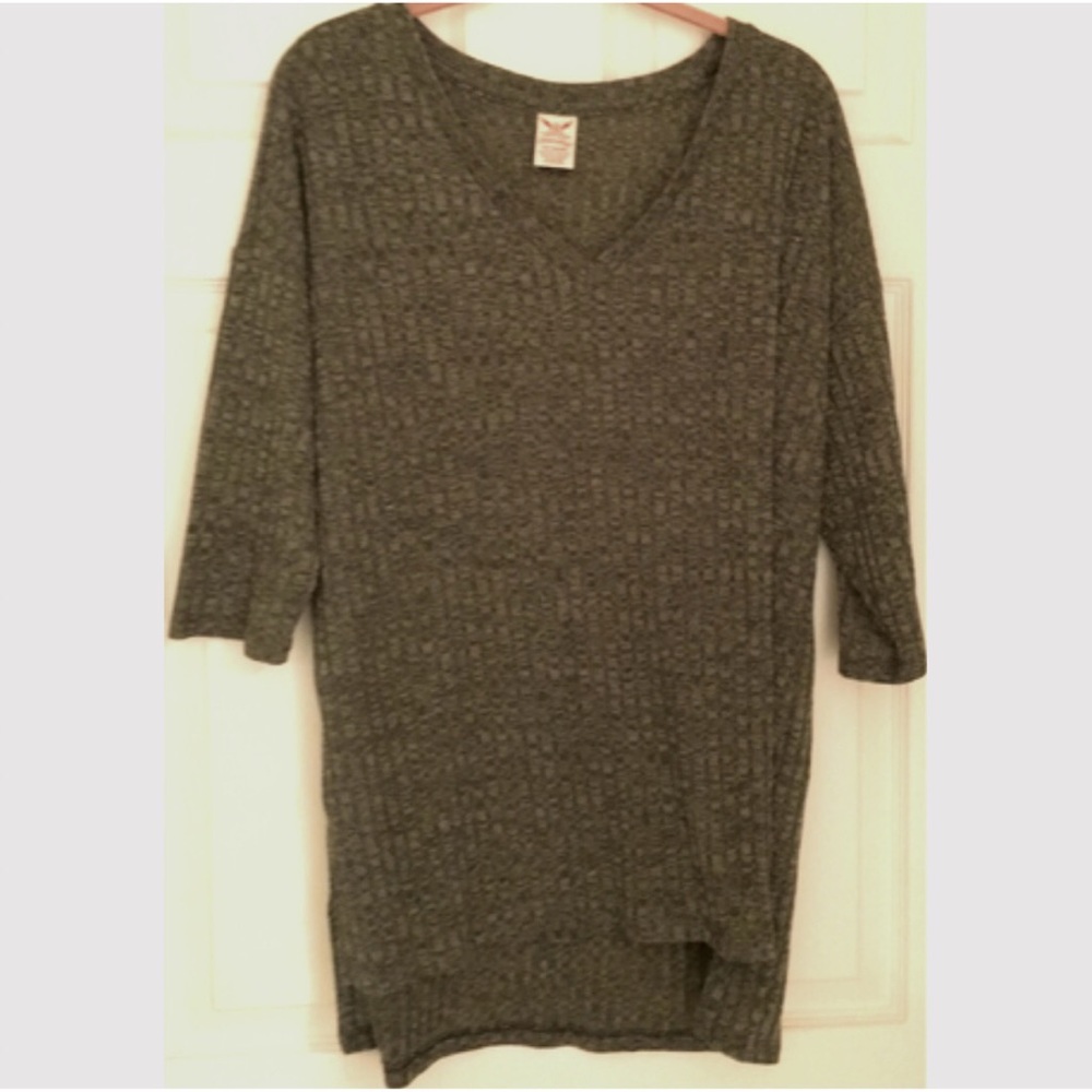 Faded Glory Green Top V-Neck Ribbed 1X 16W fits 2X